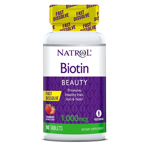 Natrol Biotina Fast Dissolve Morango 1000mcg - 90 Comprimidos