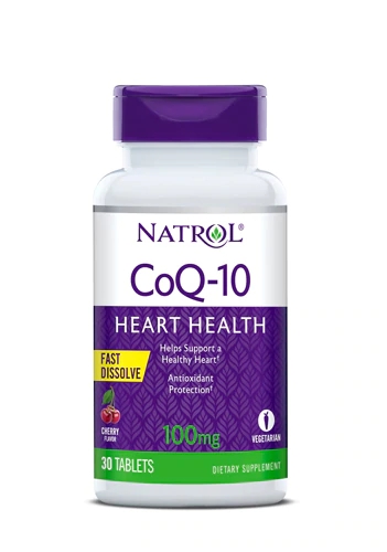 Natrol CoQ-10 Fast Dissolve Sabor Cereja 100mg - 30 Comprimidos Solúveis