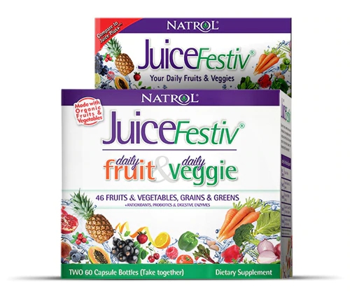 Natrol JuiceFestiv Daily Fruit and Daily Veggie 60 Cápsulas - Seu Aliado Diário de Vitaminas e Minerais