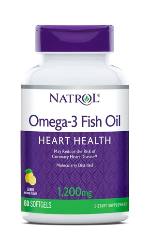 Natrol Ômega-3 Óleo de Peixe Limão 1200mg - 60 Cápsulas Gelatinosas