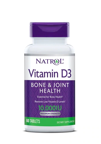 Natrol Vitamina D3 10000 UI - 60 Comprimidos - Suporte Imunológico e Ósseo
