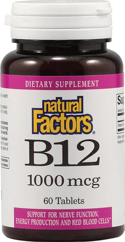 Natural Factors Vitamina B12 1000 mcg - 60 Comprimidos - Energia e Saúde Neural