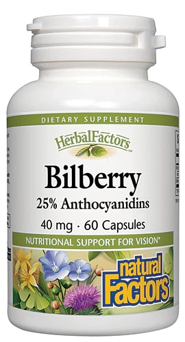 Natural Factors Extrato de Mirtilo (Bilberry) 40mg - 60 Cápsulas