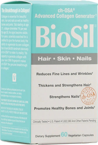 Natural Factors BioSil® - 60 Cápsulas Vegetarianas - Cabelo, Pele e Unhas Fortes