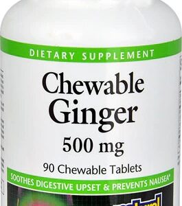 Natural Factors Gengibre Mastigável 500mg - 90 Comprimidos: Alívio Natural e Bem-Estar