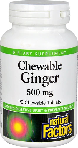 Natural Factors Gengibre Mastigável 500mg - 90 Comprimidos: Alívio Natural e Bem-Estar