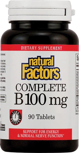 Natural Factors Complete B - Complexo B 100mg - 90 Tablets - Suporte Energético e Neural