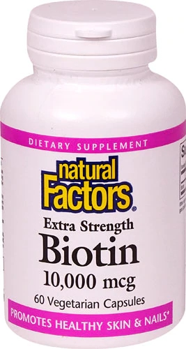 Natural Factors Extra Strength Biotin -- 10000 mcg - 60 Vegetarian Capsules