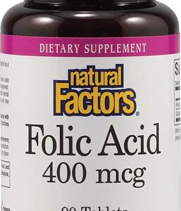 Ácido Fólico Natural Factors - 400 mcg - 90 Comprimidos - Saúde Essencial