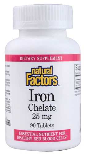 Natural Factors Ferro Quelado 25mg - 90 Comprimidos - Suplemento de Ferro Essencial