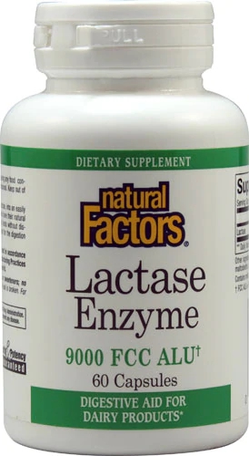 Natural Factors Lactase Enzyme - 60 Cápsulas 9000 FCC - Auxílio Digestivo