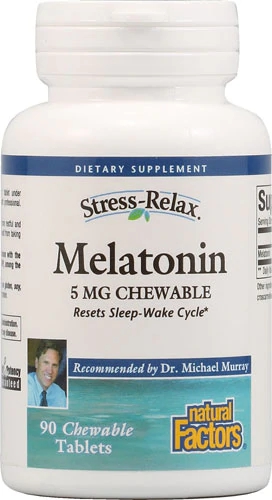 Natural Factors Melatonina 5mg - 90 Comprimidos Mastigáveis para Sono Reparador