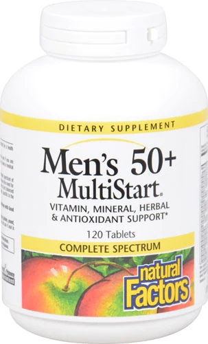 Multivitamínico Natural Factors Men's 50 Plus MultiStart™ - 120 Comprimidos para Saúde Masculina