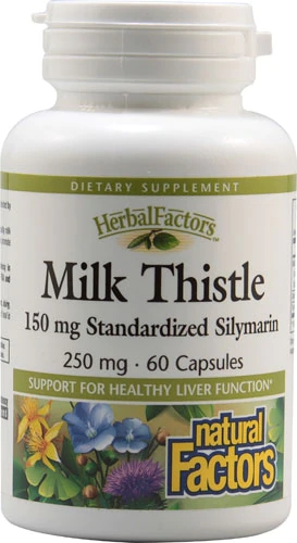 Natural Factors Milk Thistle 250mg - 60 Cápsulas para Saúde Hepática