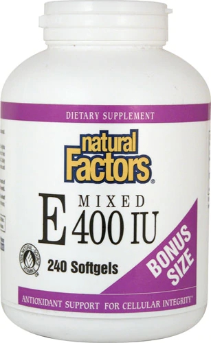 Vitamina E Natural Factors Mixed E 400 UI 240 Cápsulas Softgel