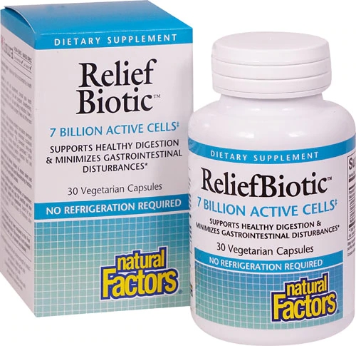 Natural Factors ReliefBiotic Probiótico - 7 Bilhões de Células Ativas - 30 Cápsulas Vegetais