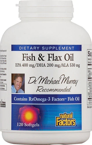 Natural Factors RxOmega-3 e Óleo de Linhaça - 120 Cápsulas Gelatinosas | Saúde Cardiovascular e Bem-Estar