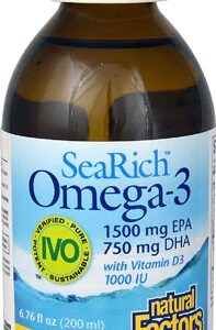 Natural Factors SeaRich Ômega-3 com Vitamina D3 Sabor Limão Merengue - 200ml