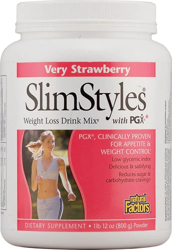Natural Factors SlimStyles® Shake para Perda de Peso Sabor Morango Delicioso - 794g