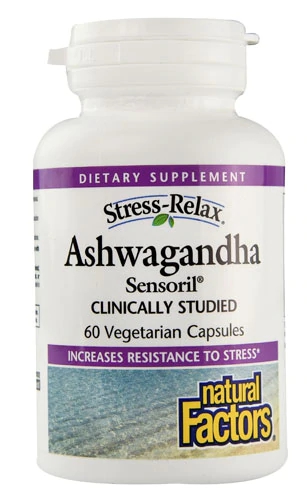 Natural Factors Stress-Relax® Ashwagandha Sensoril® 60 Cápsulas - Bem-Estar e Gerenciamento do Estresse