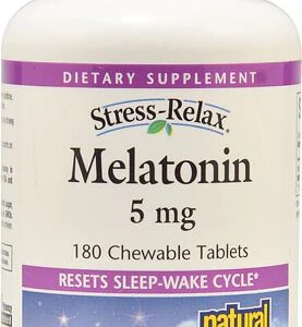 Natural Factors Stress-Relax Melatonina 5mg - 180 Comprimidos Mastigáveis - Auxílio Natural para o Sono e Bem-Estar