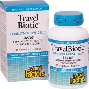 Natural Factors TravelBiotic™ Probiótico 10 Bilhões UFC - 30 Cápsulas Vegetarianas