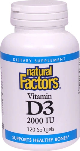 Natural Factors Vitamina D3 2000 UI - 120 Cápsulas Gelatinosas | Ossos Fortes e Imunidade