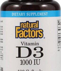 Natural Factors Vitamina D3 1000 UI - 180 Cápsulas Gelatinosas Macias