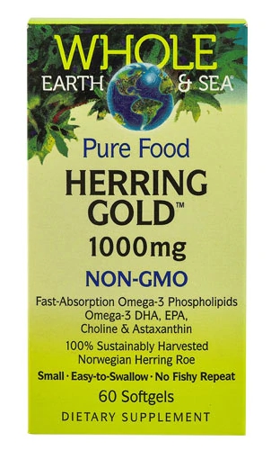 Natural Factors Whole Earth & Sea Herring Gold 1000mg - 60 Cápsulas Gelatinosas - Ômega 3 e DHA