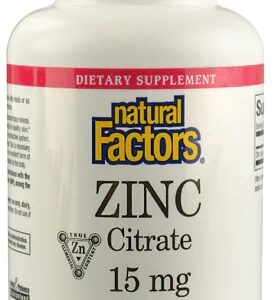 Natural Factors Zinco Citrato 15mg - 90 Tabletes - Suporte Imunológico e Bem-Estar