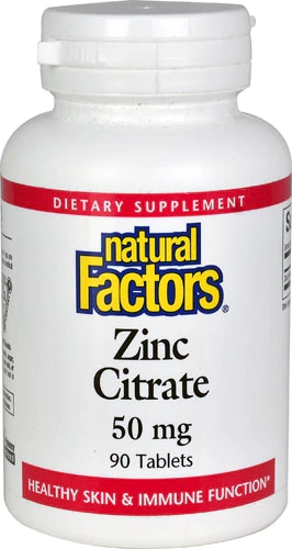 Natural Factors Zinco Citrato - 50mg - 90 Comprimidos - Suporte Imunológico
