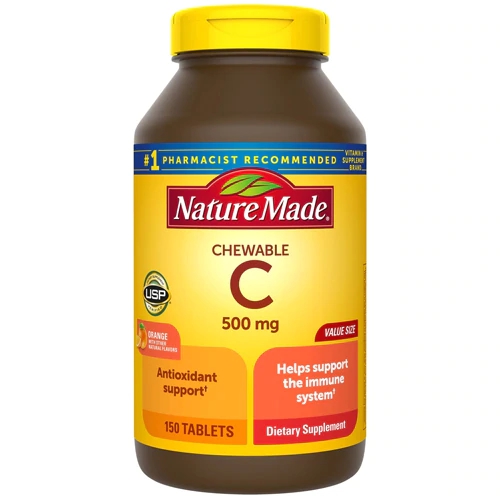 Nature Made Vitamina C Mastigável Sabor Laranja 500mg - 150 Comprimidos