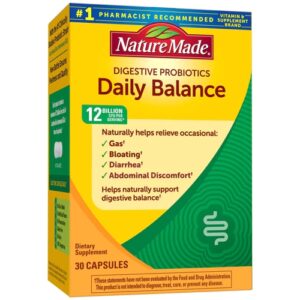 Nature Made Daily Balance Probióticos Digestivos 30 Cápsulas - Saúde Intestinal