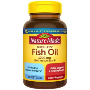 Nature Made Óleo de Peixe Burp-Less 1200mg - 60 Cápsulas Gelatinosas
