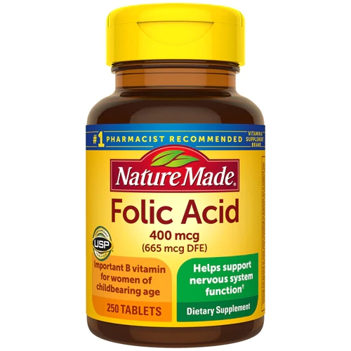 Nature Made Ácido Fólico 400 mcg - 250 Comprimidos - Suporte à Saúde