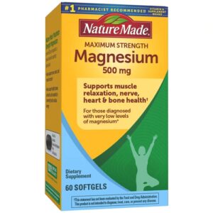 Magnésio Máxima Absorção Nature Made 500mg - 60 Cápsulas Gelatinosas