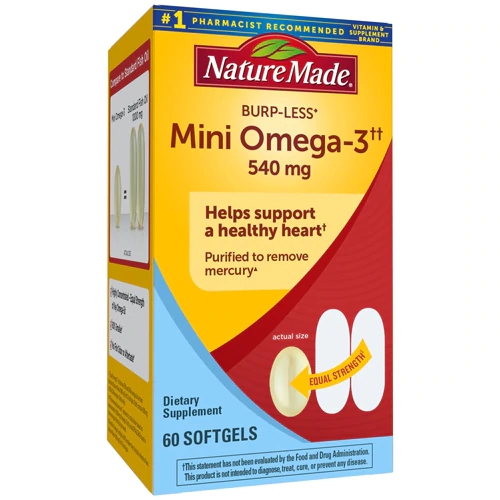 Nature Made Ômega 3 Full Strength Minis - 60 Cápsulas Gelatinosas para Saúde Cardiovascular e Cerebral