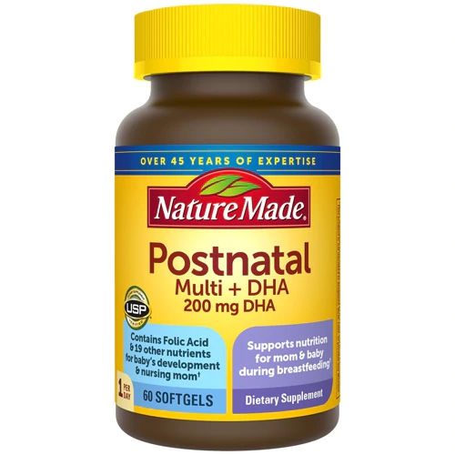 Nature Made Postnatal Multi+DHA 200mg - 60 Cápsulas Gelatinosas - Suporte Pós-parto