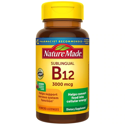 Nature Made Vitamina B-12 Sublingual Cereja 3000 mcg - 40 Pastilhas