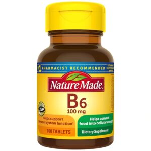 Nature Made Vitamina B6 100mg - 100 Comprimidos - Essencial para Energia e Bem-Estar