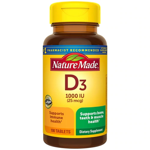 Nature Made Vitamina D3 1000 UI - 100 Comprimidos Essenciais para Imunidade e Ossos Fortes