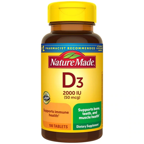 Nature Made Vitamina D3 2000 UI - 100 Comprimidos - Essencial para Imunidade e Ossos Fortes