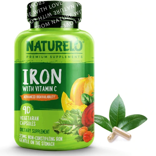 NATURELO Ferro com Vitamina C - 90 Cápsulas Vegetais Orgânicas