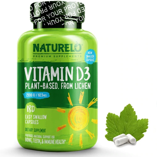 Vitamina D3 NATURELO de Algas Selvagens - 2500 UI - 180 Cápsulas Vegetarianas