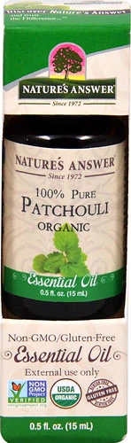 Óleo Essencial de Patchouli Orgânico Puro Nature's Answer 15ml - Bem-Estar e Aromaterapia