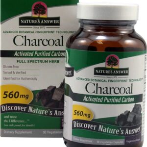 Carvão Ativado Nature's Answer 560mg - 90 Cápsulas Vegetarianas