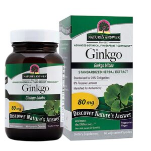 Nature's Answer Ginkgo Biloba 80mg - 60 Cápsulas Vegetarianas - Suporte Cognitivo