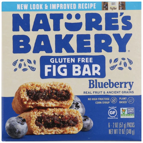 Nature's Bakery Barra de Figo Sem Glúten com Mirtilo - Pacote com 6 Unidades (Aprox. 210g)