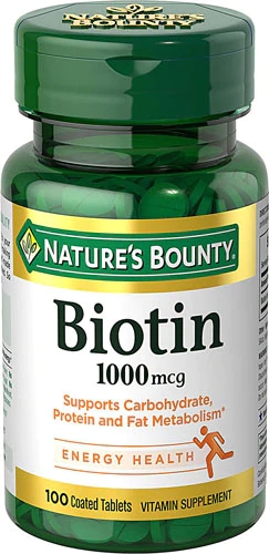 Nature's Bounty Biotina 1000 mcg - 100 Comprimidos para Cabelo, Pele e Unhas