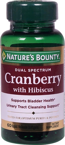 Nature's Bounty Cranberry com Hibisco - 60 Cápsulas Gelatinosas para Bem-Estar Urinário